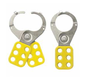 Masterlock 424 Safety Hasp, 38mm Diameter Jaws, Yellow with Locking Tabs